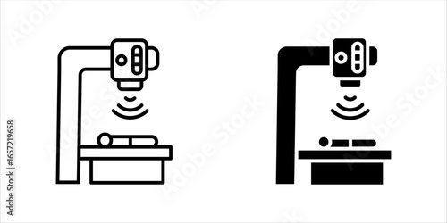 Radiation therapy icon. Simple design. Line vector. Isolate on white background.	
