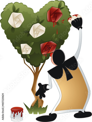 Card soldier painting roses red