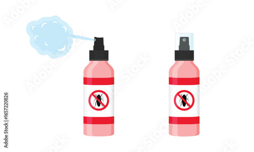 Cockroach Spray Vector Design. Repellent Insect Bottle With Stop Gnat Sign.