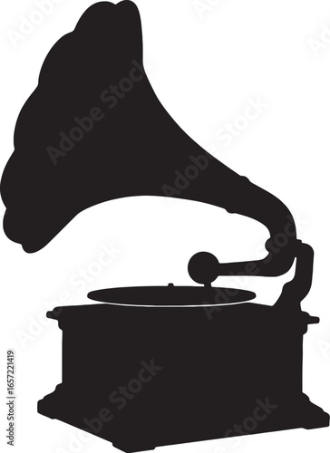 Vintage Gramophone Silhouette Vector Illustration