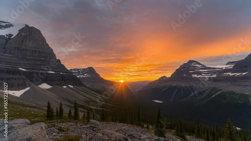 Sunrise sunset timelapse in the mountains. Canyon. 