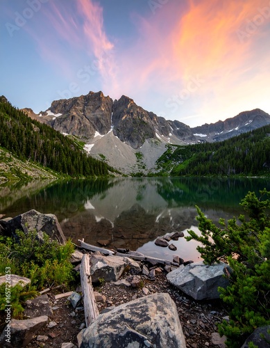 Mountain lake sunrise reflection (3)