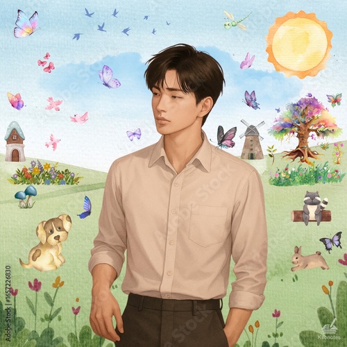 young man in the garden