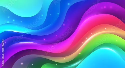 Abstract, colorful, flowing, wavy background with glowing light effects and vibrant hues.