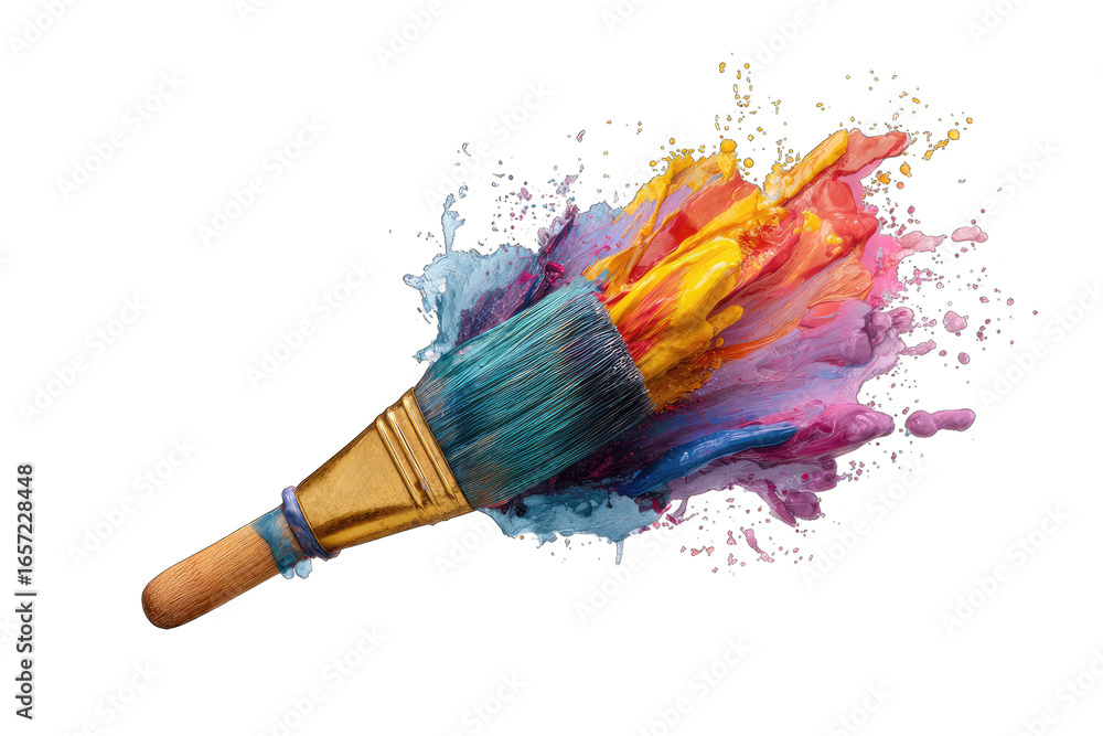 Fototapeta premium Paintbrush explosion of vibrant colors