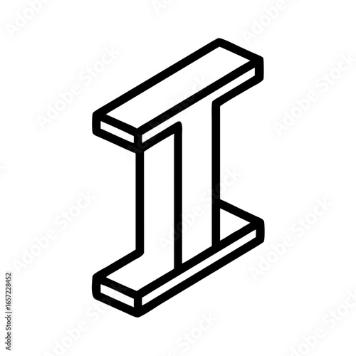 A detailed black and white illustration of a steel beam. The image is suitable for engineering, architecture, and construction projects. The beam's shape is clearly defined