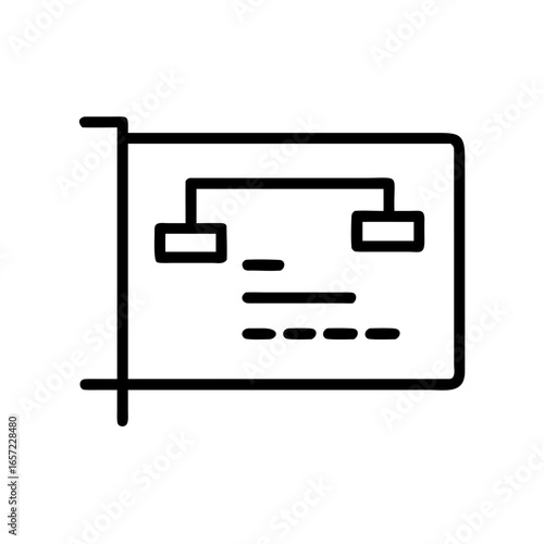 A simplified depiction of a network card, a crucial component for connecting devices. The card has a clean and minimalist design, with precise lines and a focus on its essential functions