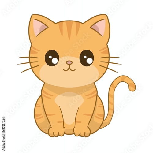 Cute Orange Cat Illustration in Cartoon Style