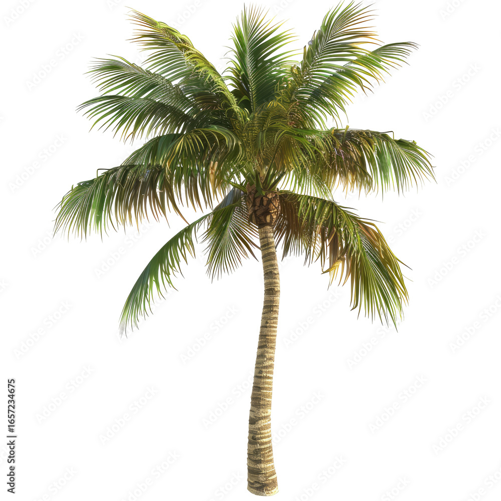 Obraz premium Tropical palm tree against black background