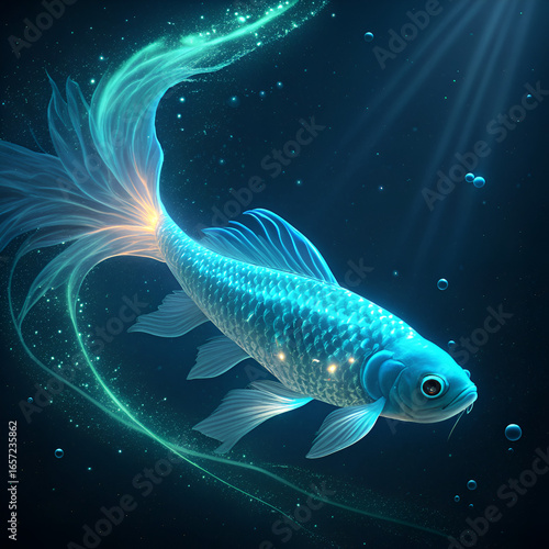 fish on blue background