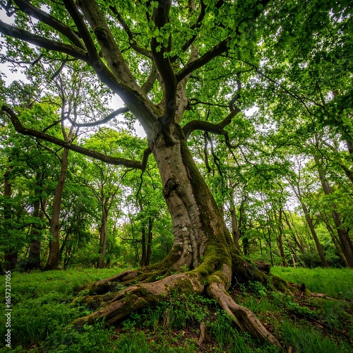 Majestic ancient tree in lush forest (1)
