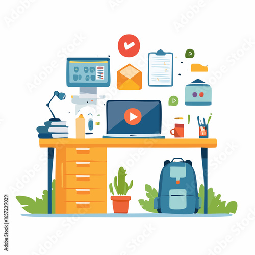 Modern remote work icons for hybrid office, collaboration, and digital nomad lifestyle.