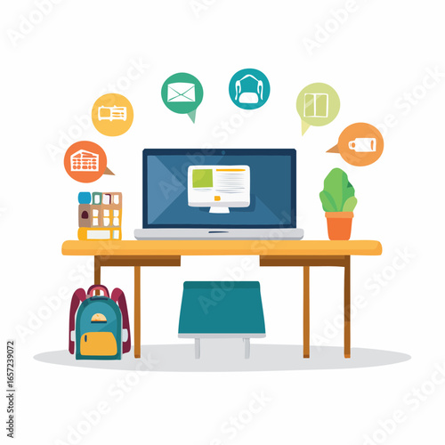 Modern remote work icons for hybrid office, collaboration, and digital nomad lifestyle.