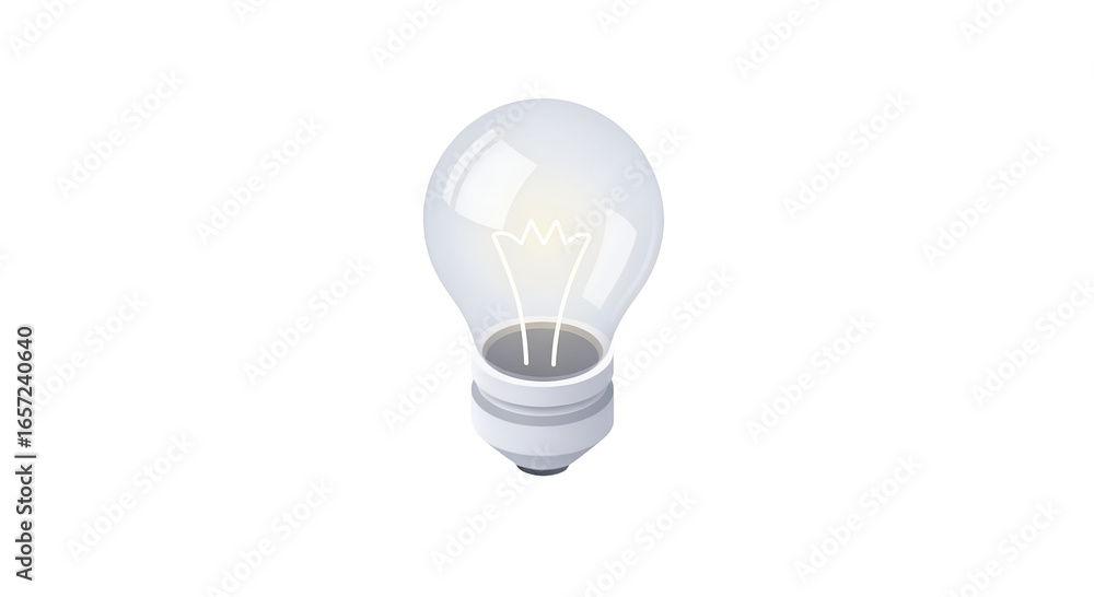 Obraz premium Illuminated Light Bulb on Transparent Background with Reflection