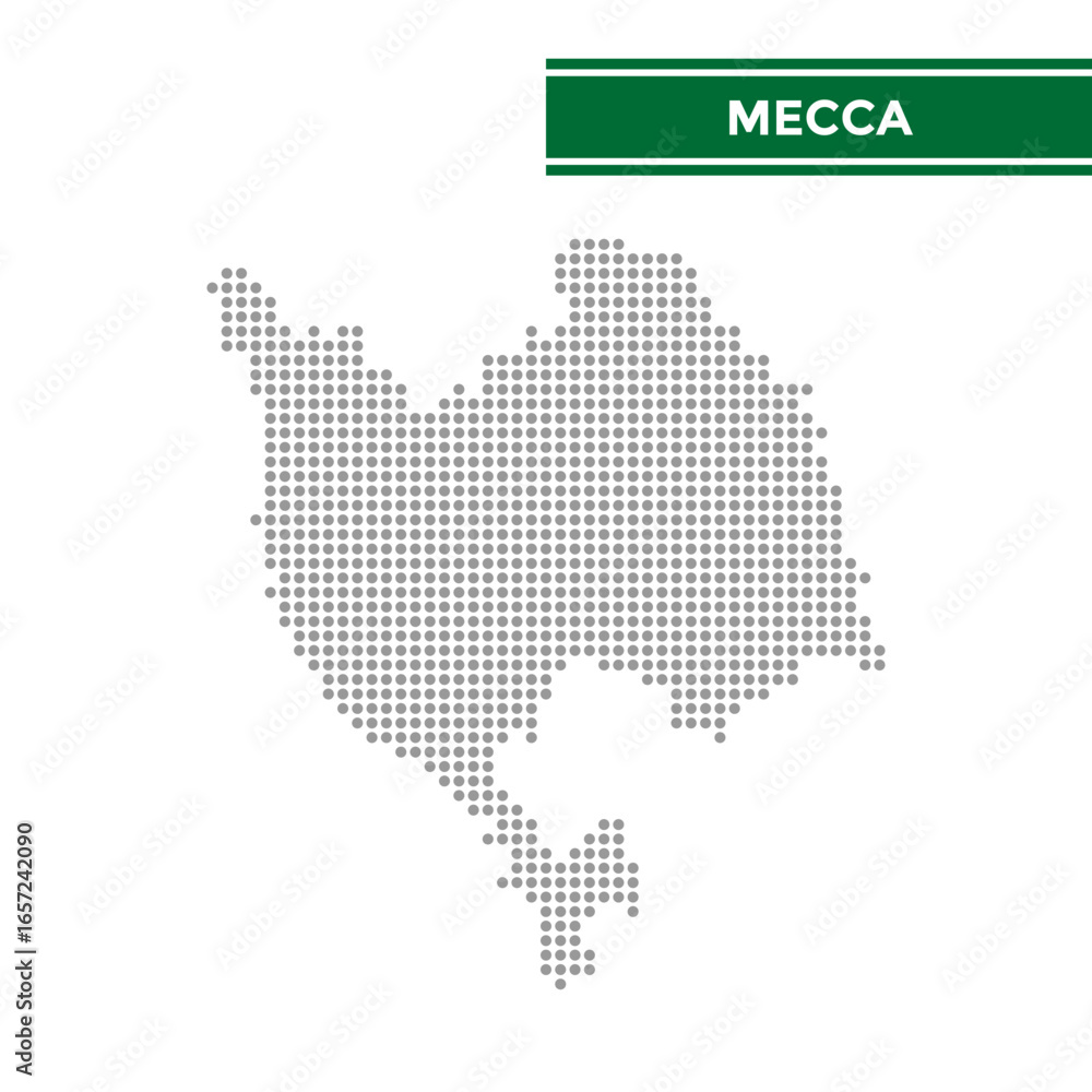 Fototapeta premium Dotted map of Mecca Province in Saudi Arabia
