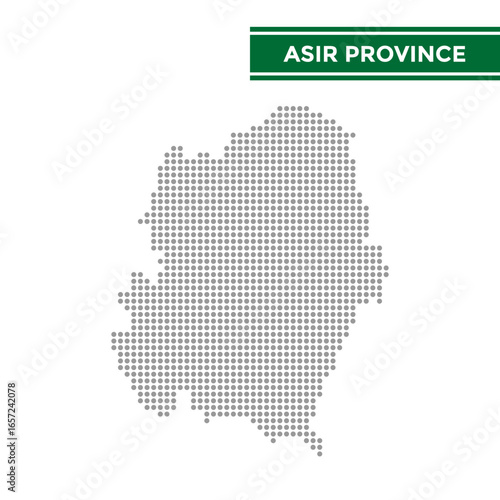 Dotted map of Asir Province in Saudi Arabia