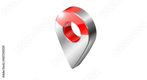 Free Download Red and Silver Location Pin Marker on Transparent Background for Navigation and Maps - GFXLoad