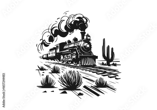 locomotive train hand drawn vector illustration