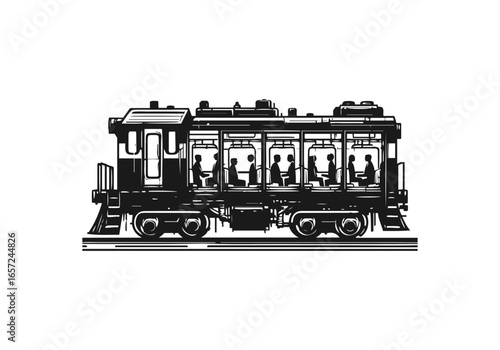 black train with passengers clip art preview