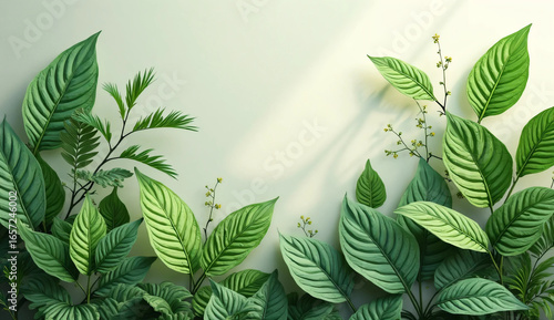 Tropical leaves and copy space. Vacation. Travel. Tropical. Botanical. Nature. Nature. Background material.