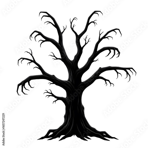 A creepy tree with hand shaped branches image for halloween or horror design on transparent background