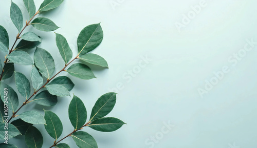 Eucalyptus leaves and copy space. Aroma. Botanical. Nature. Natural. Background material.