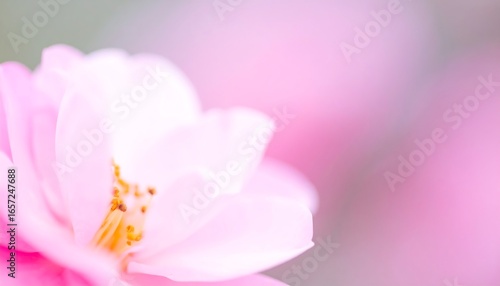 Close-up view of a delicate pink flower, showcasing soft petals and a blurred, pastel background.