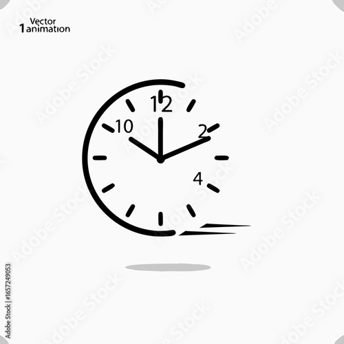 Animated Clock Icon Showing Time Passing Quickly.