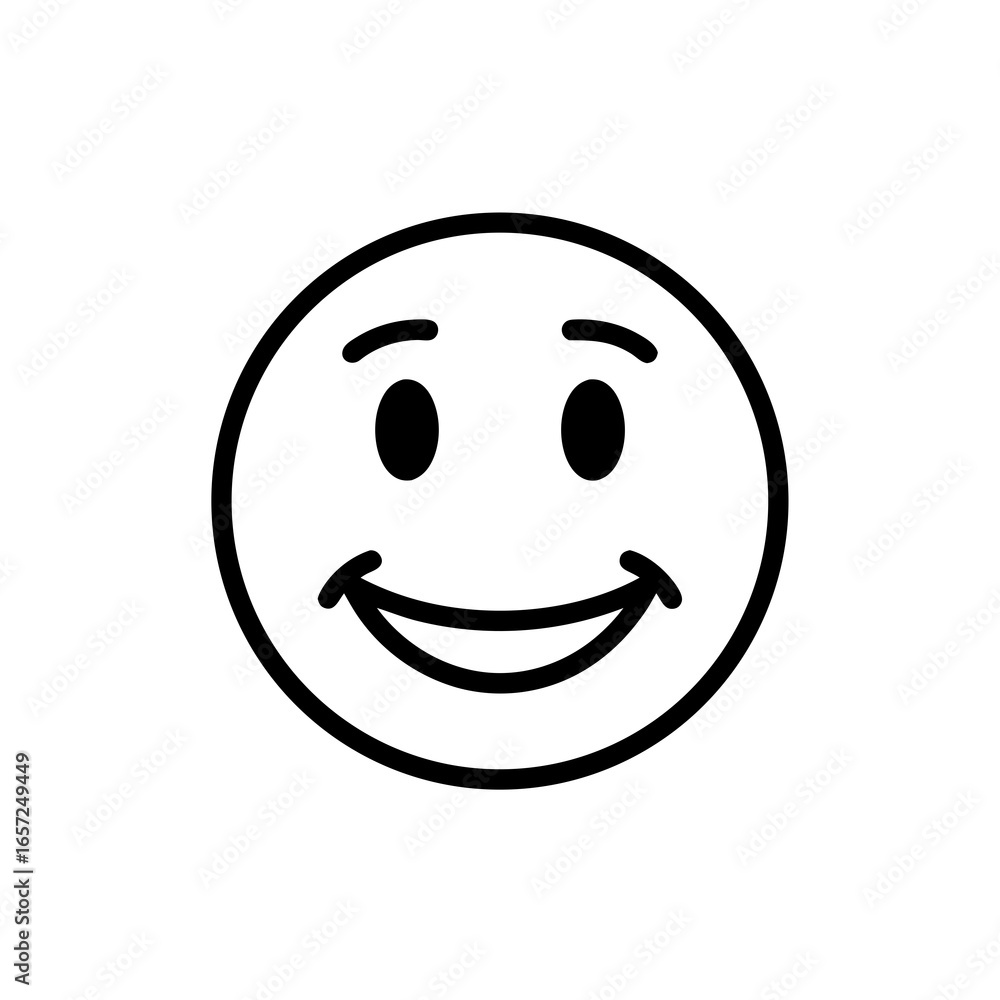 Fototapeta premium Simple Black and White Smiling Face Icon.