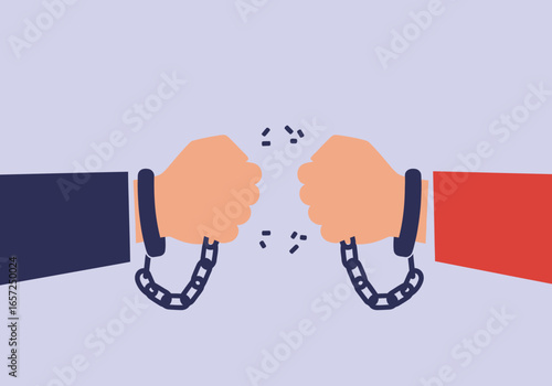 Breaking Chains Symbolizing Freedom and Liberation from Oppression and Captivity - Illustration