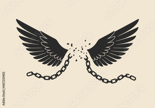 Wings of Freedom Broken Chains and Soaring Aspirations in Vector Art