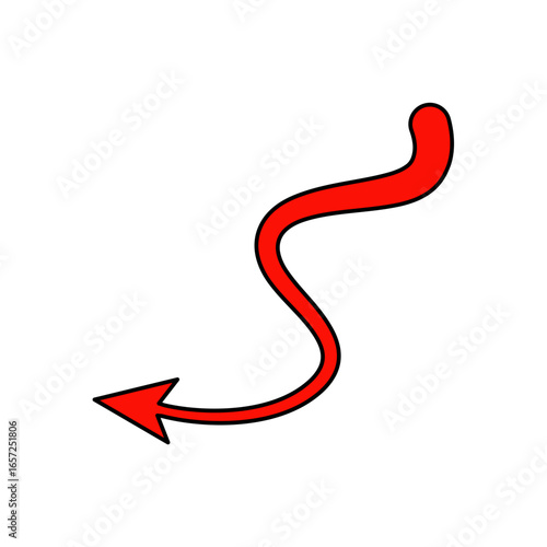 Red devil tail with arrow for Halloween party. Vector illustration. 