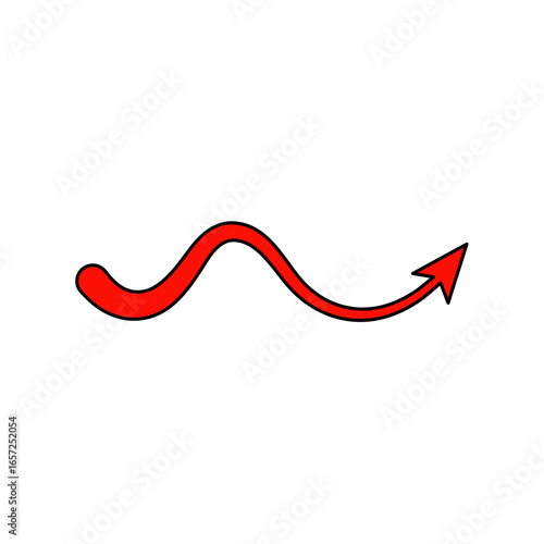 Red devil tail with arrow for Halloween party. Vector illustration. 