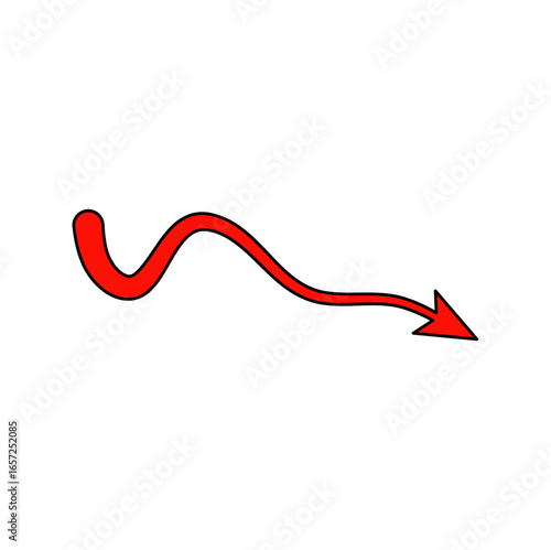 Red devil tail with arrow for Halloween party. Vector illustration. 
