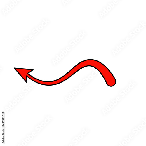 Red devil tail with arrow for Halloween party. Vector illustration. 