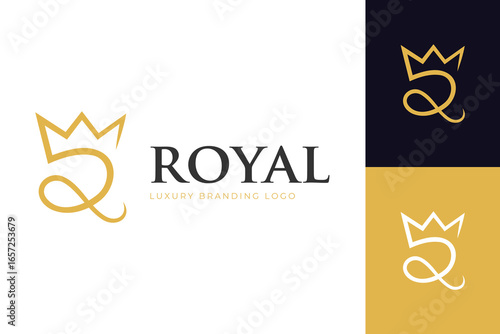 Royal Luxury Logo Design with Crown and Letter R Symbol Concept forluxury brands, jewelry, fashion, hospitality, and premium identity