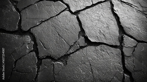 Cracked, dark gray stone texture, rocky and rough