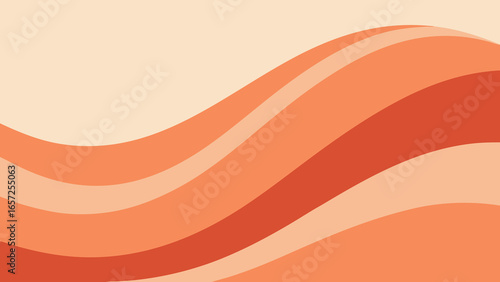 Abstract background with flowing waves of warm orange and coral hues curve line