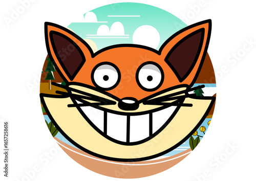 Illustration of a fox in a forest