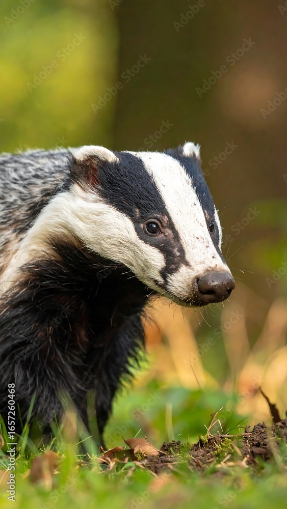 Obraz premium Badger in the forest