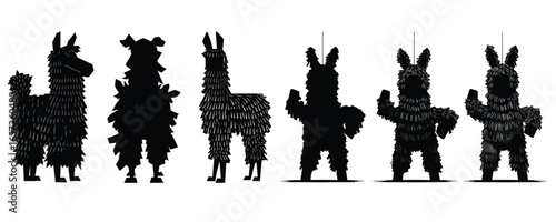 set of pinata silhouette for party celebration and festival decoration design
