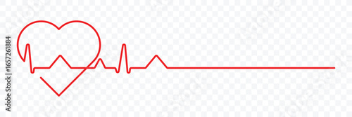 Heart beat icon set. Electrocardiogram. Wave pulse. health icon, heartbeat line, cardiograph icon, heart rhythm symbol. Red cardiology pulse icons. Vector illustrator