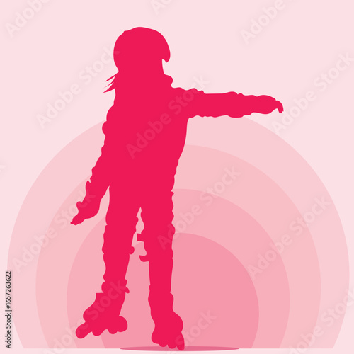 Child skating silhouette sports activity vector isolated on background.  roller skating vector design silhouette.