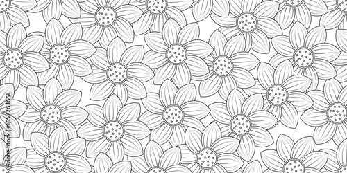 top view Nelumbo nucifera lotus flowers seamless pattern