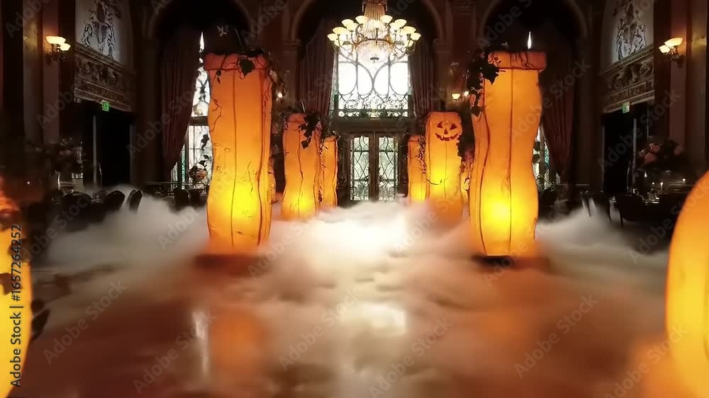 Festive halloween hall decor