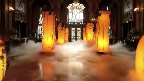 Festive halloween hall decor