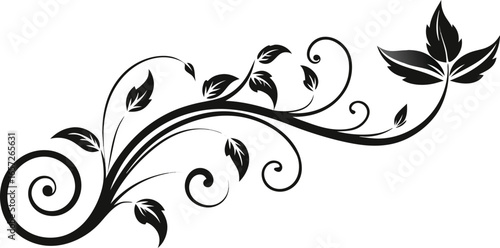 Decorative Swirl and Leaf Border Silhouette.