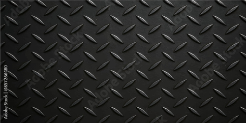 Black metal texture background with industrial steel diamond pattern