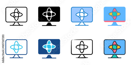 Quantum Computing icon set multiple style collection 
