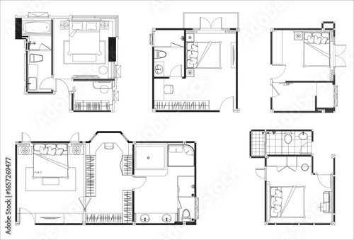 2D Vector Master Bedroom with En-suite Bathroom